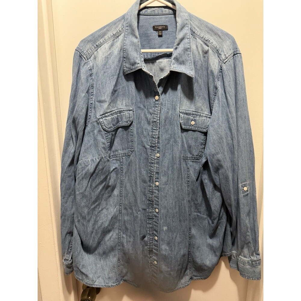Talbots Blue Silky Blouse In 2X